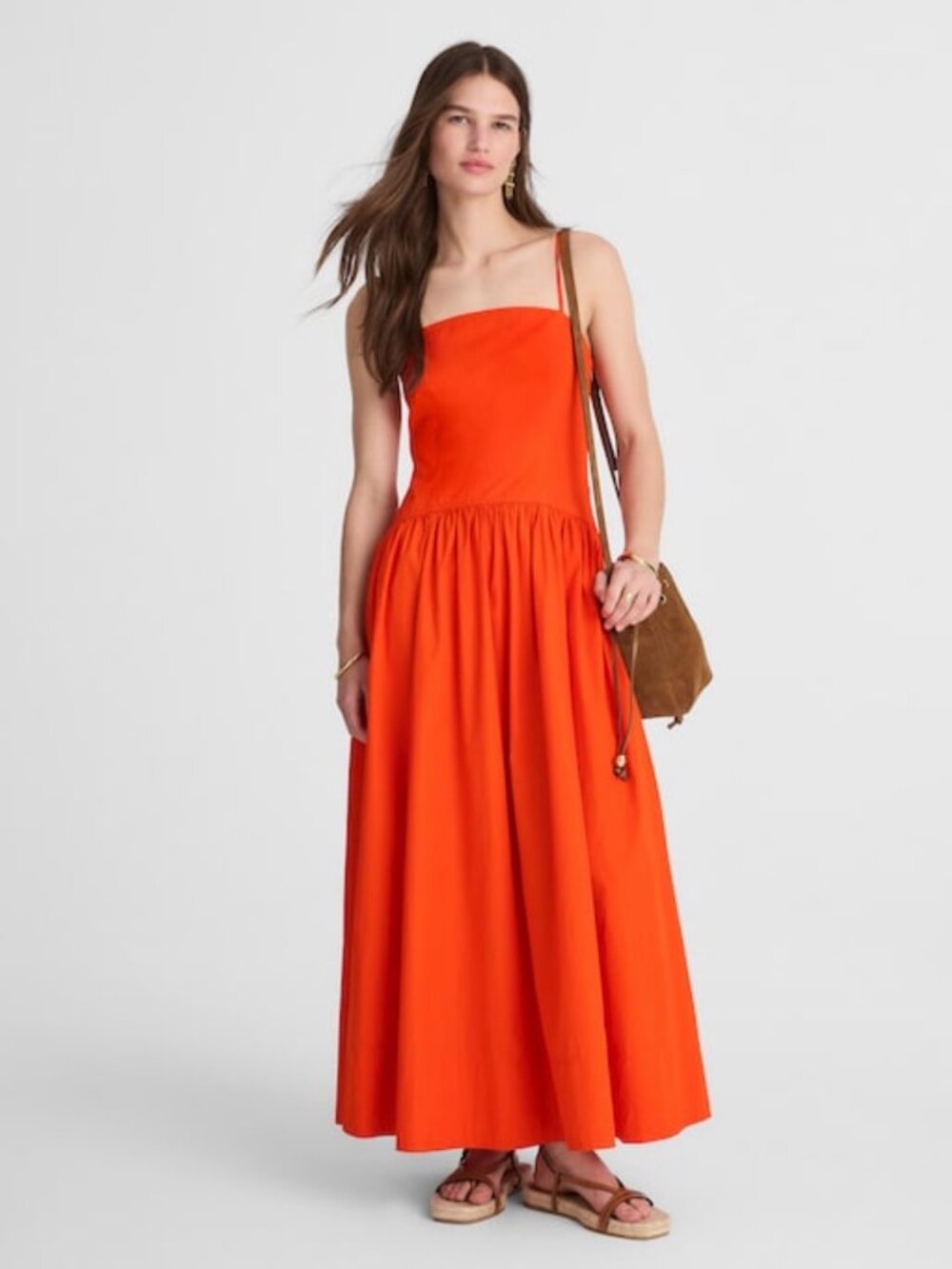 Madewell Poplin Seamed Maxi Dress • size 4 • NWT • NV430 • Fiery Orange